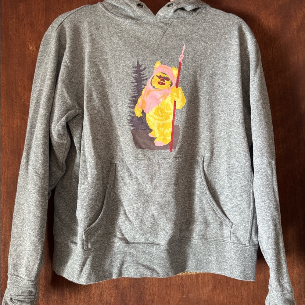 Neff Gray Hoodie with Yellow Bear Graphic